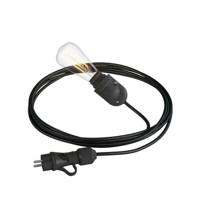 Eiva Snake, portable outdoor lamp, 5 m textile cable, IP65 waterproof lamp holder and plug