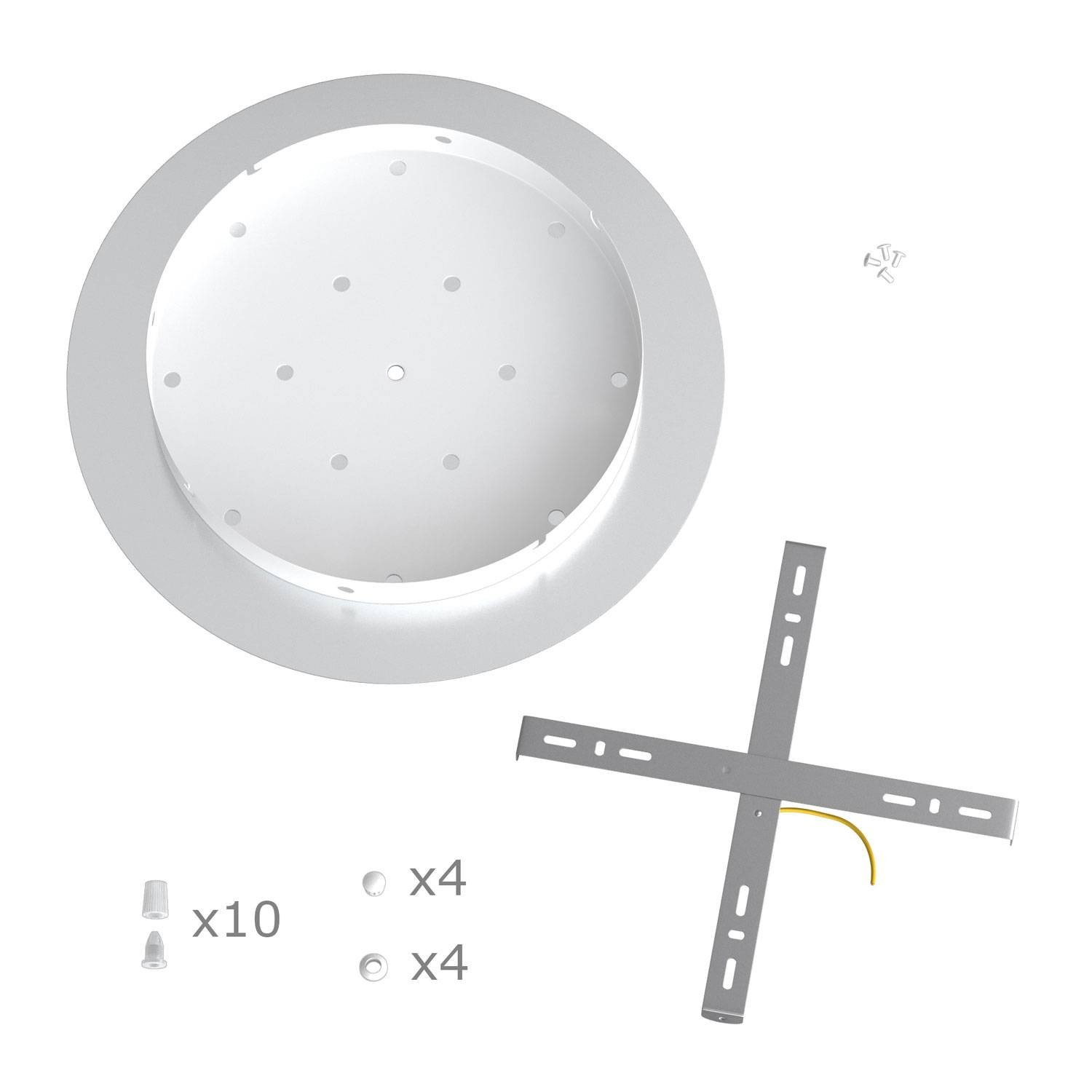 Round XXL Rose-One 10-hole and 4 side holes ceiling rose kit, 400 mm - PROMO
