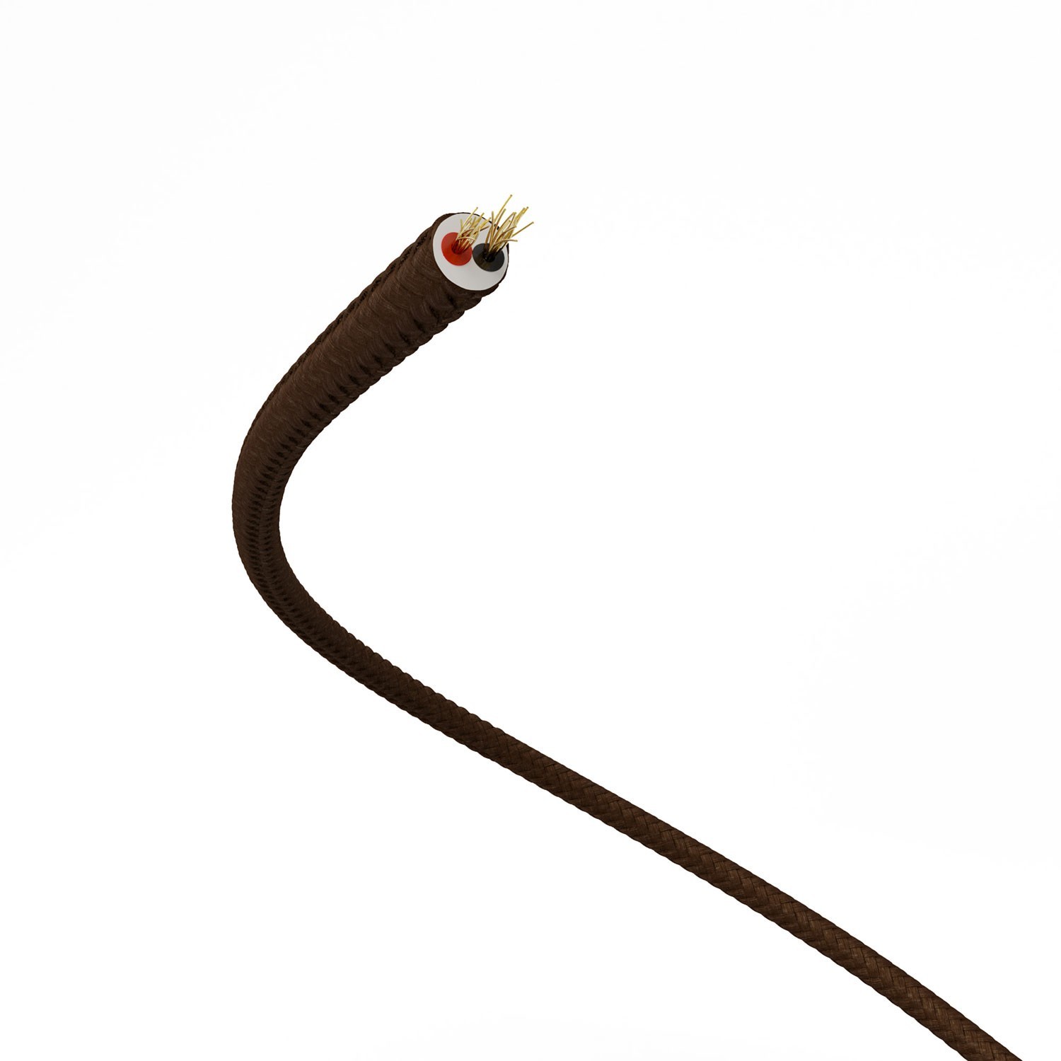 Extra Low Voltage power cable coated in silk effect fabric Brown RM13 - 50 m