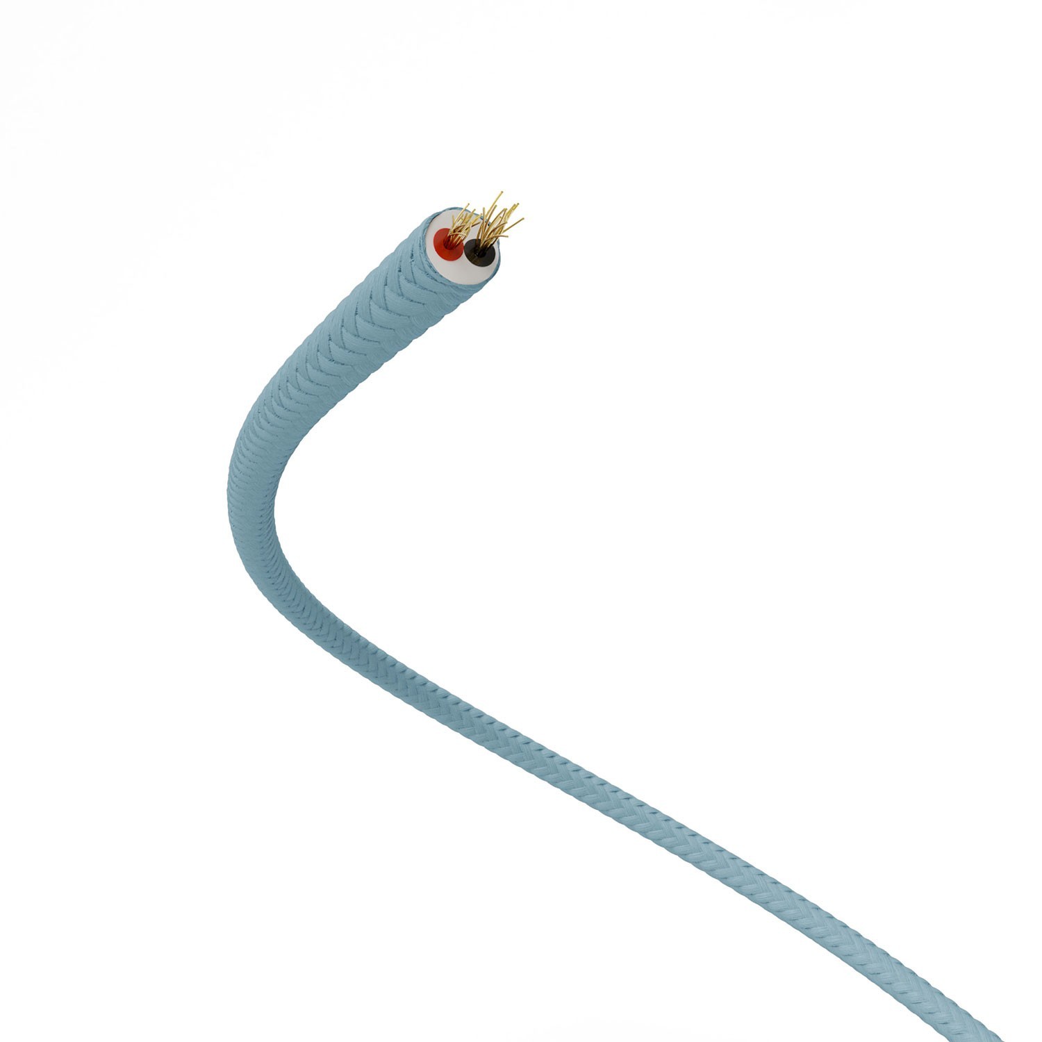 Extra Low Voltage power cable coated in silk effect fabric Light Blue RM17 - 50 m