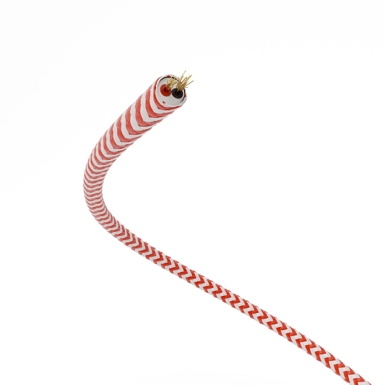 Cable de alimentación Extra Low Voltage revestido de tejido Zig Zag Blanco Rojo RZ09 - 50 m