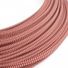 Extra Low Voltage power cable coated in silk effect fabric ZigZag White and Red RZ09 - 50 m