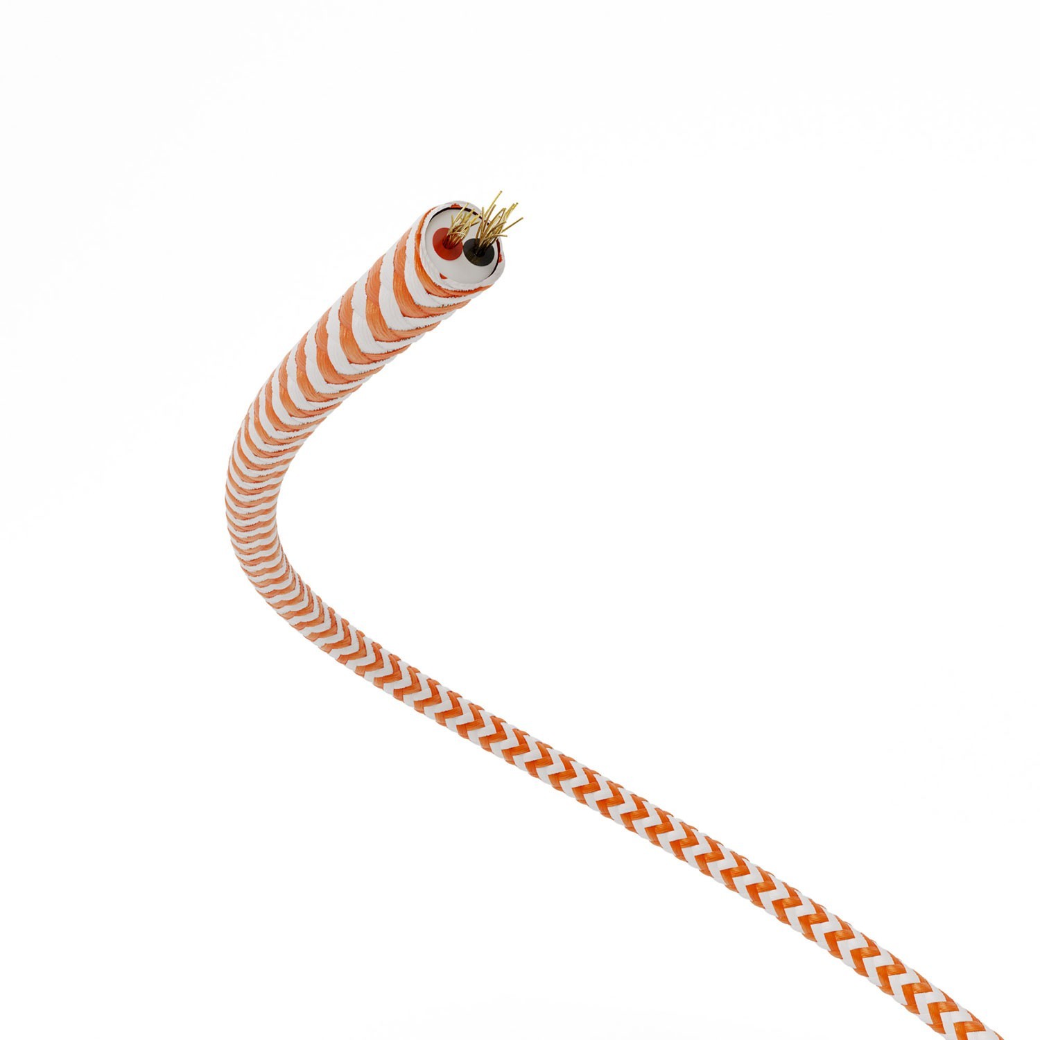 Cable de alimentación Extra Low Voltage revestido de tejido Zig Zag Blanco Naranja RZ15 - 50 m