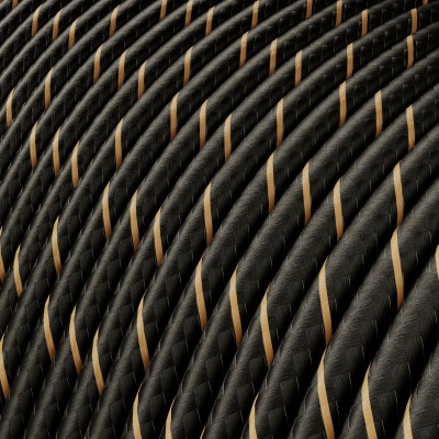 Extra Low Voltage power cable coated in silk effect fabric Vertigo Black and Gold ERM42 - 50 m