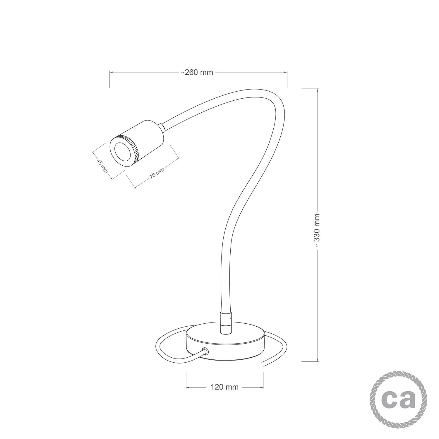 Table Flex GU1d0 flexible table lamp with mini LED spotlight and UK plug