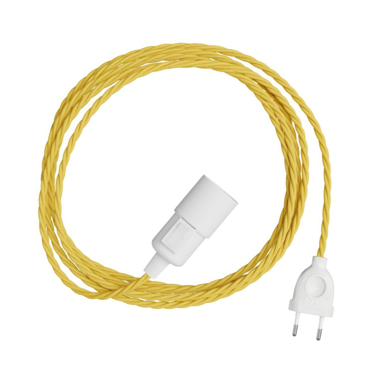 Snake Twisted - Lámpara encerrada con cable de lona trenzado y enchufe de 2 clavijas