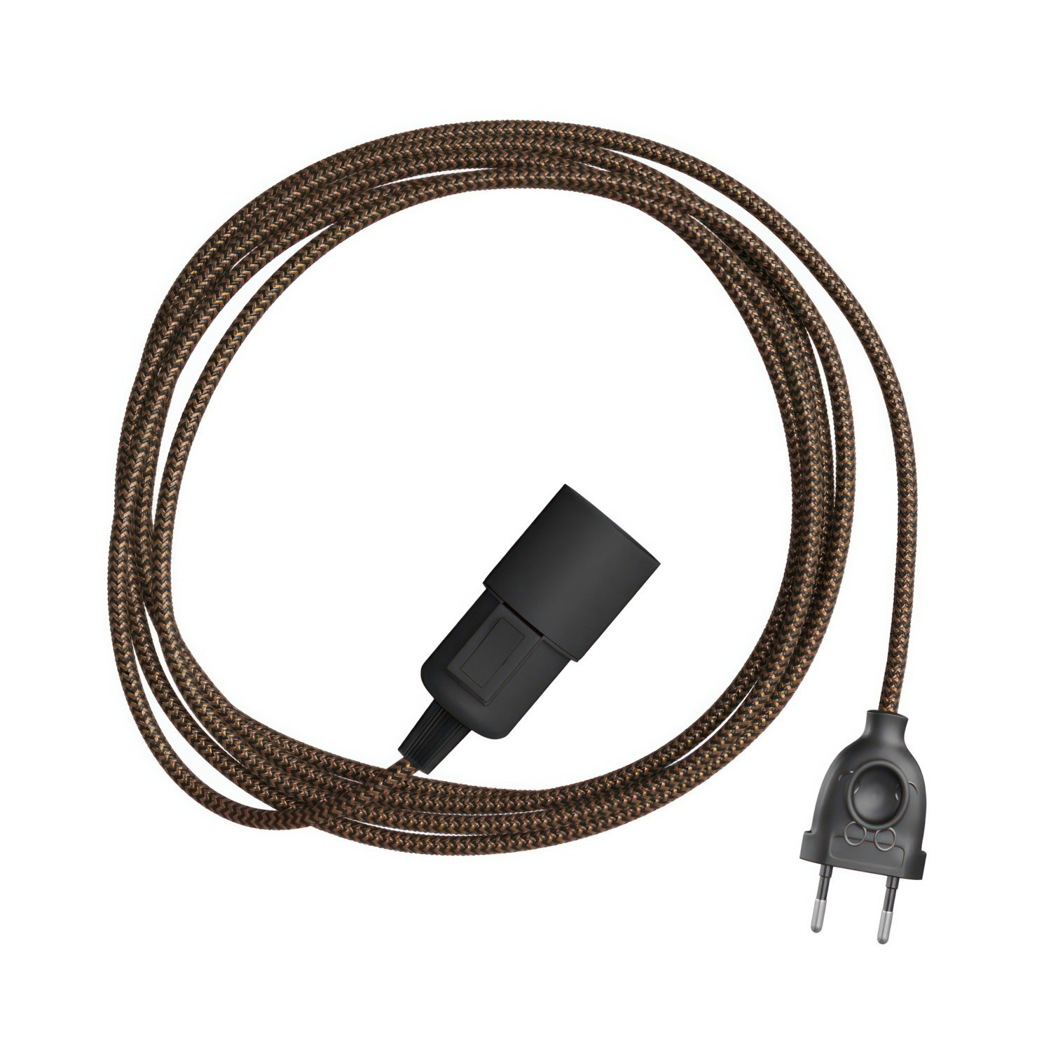 Snake Zig-Zag - Lámpara de techo con cable de lona, efecto Zig-Zag y enchufe de 2 clavijas
