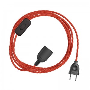 SnakeBis Twisted - Juego de cables con portalámparas, cable trenzado de tela y enchufe de 2 clavijas