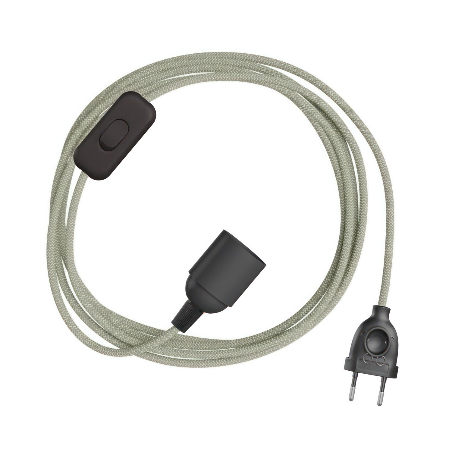 SnakeBis Zig-Zag - Juego de cables con portalámparas, cable de tela Zig-Zag y enchufe de 2 clavijas