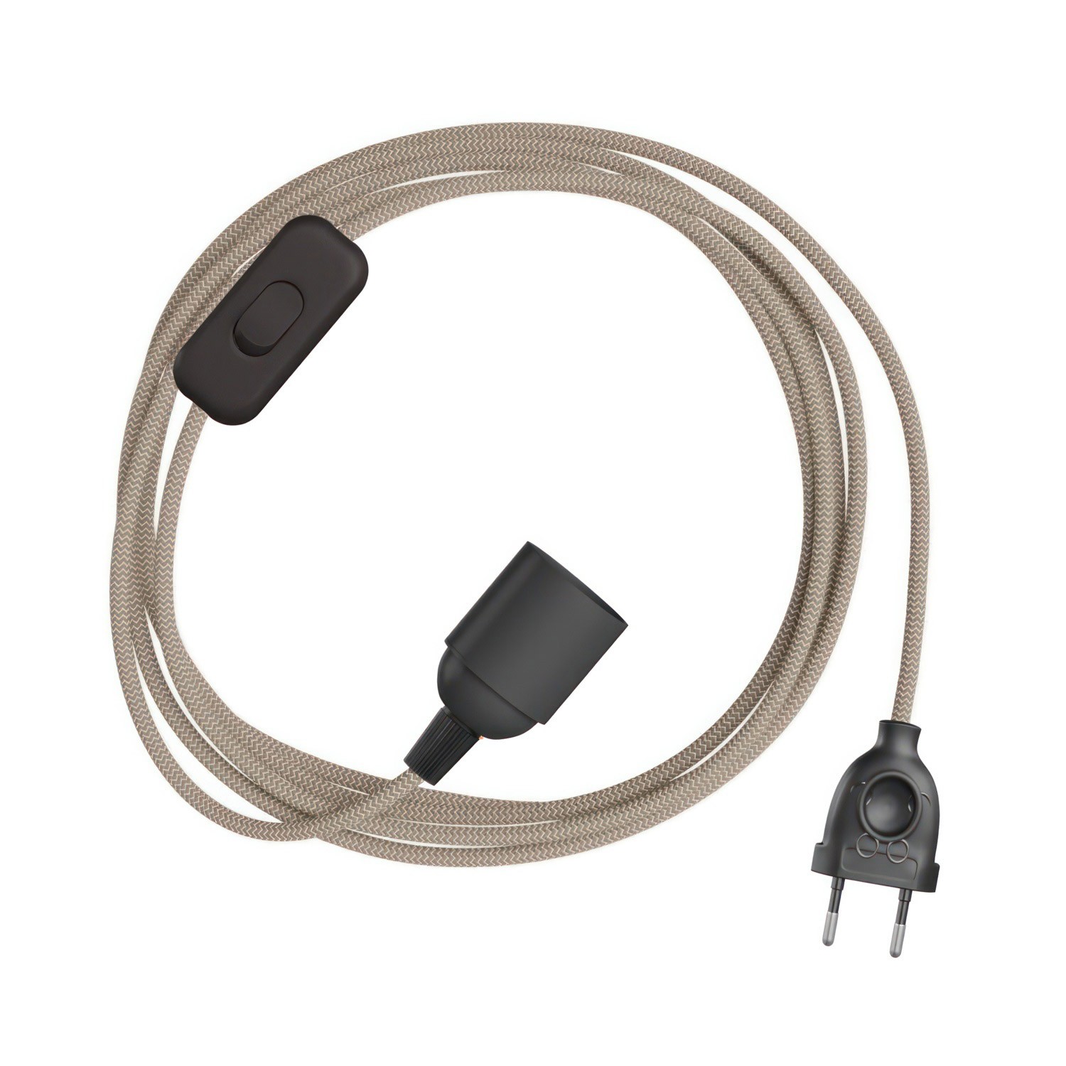 SnakeBis Zig-Zag - Juego de cables con portalámparas, cable de tela Zig-Zag y enchufe de 2 clavijas