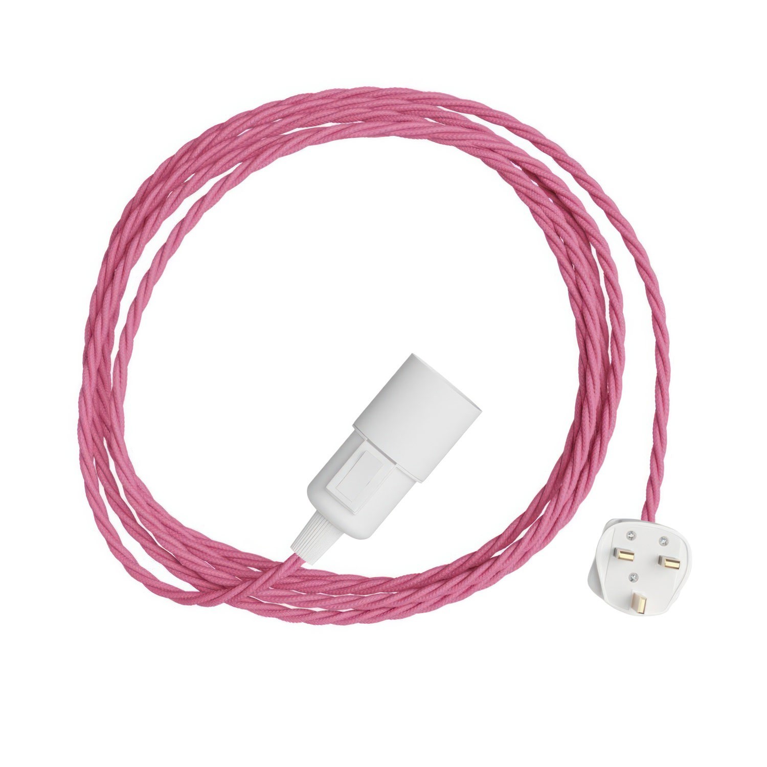 Snake Twisted - Lámpara enchufable con cable trenzado de tela y enchufe del Reino Unido