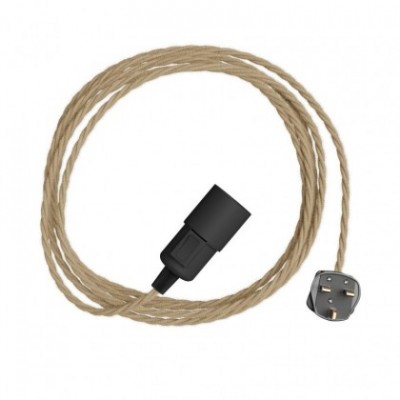Snake Twisted - Lámpara enchufable con cable trenzado de tela y enchufe del Reino Unido