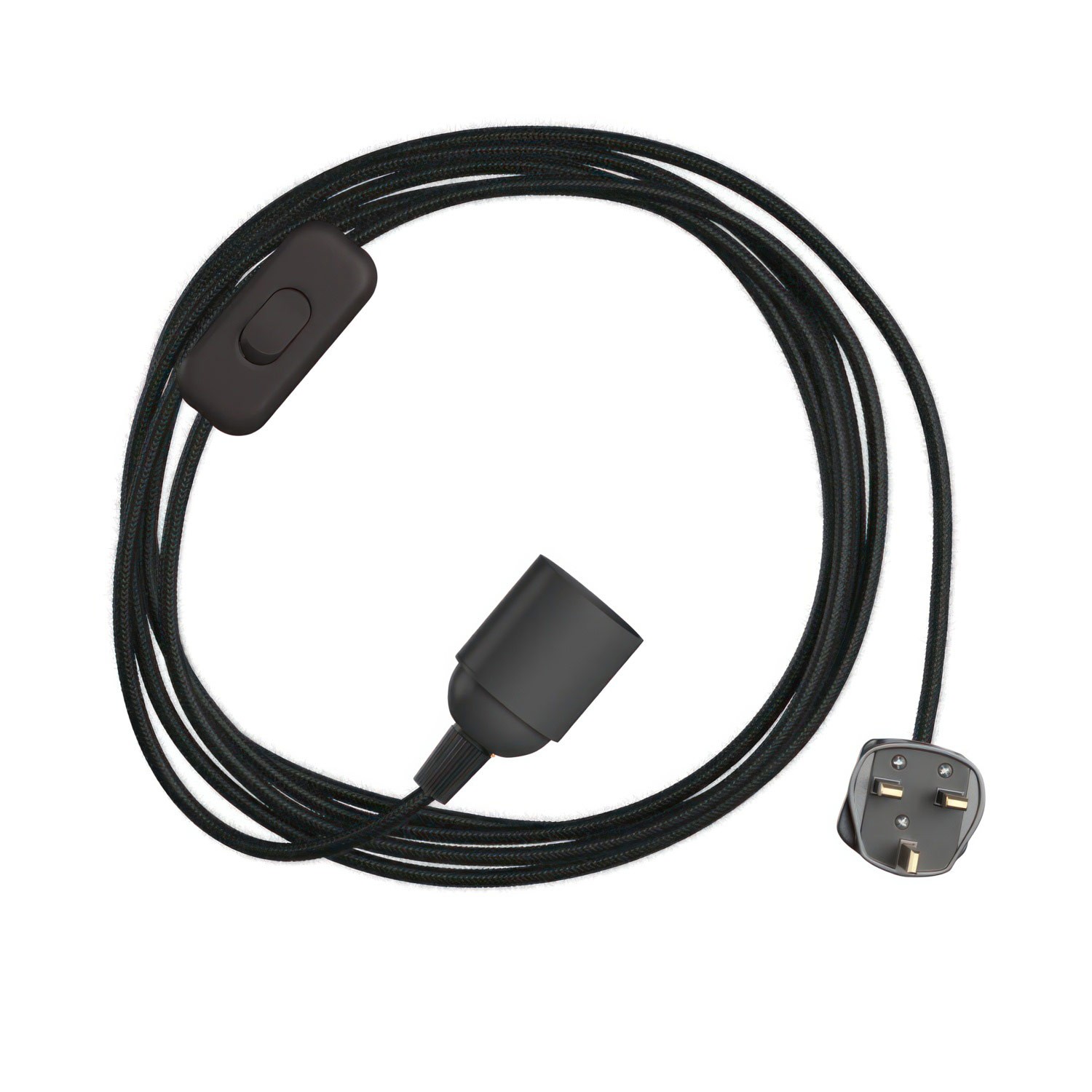 SnakeBis - Juego de cables con portalámparas, cable textil de color y enchufe británico