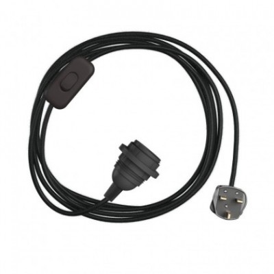 SnakeBis para pantalla - Juego de cables con portalámparas, cable de tela de color y enchufe del Reino Unido