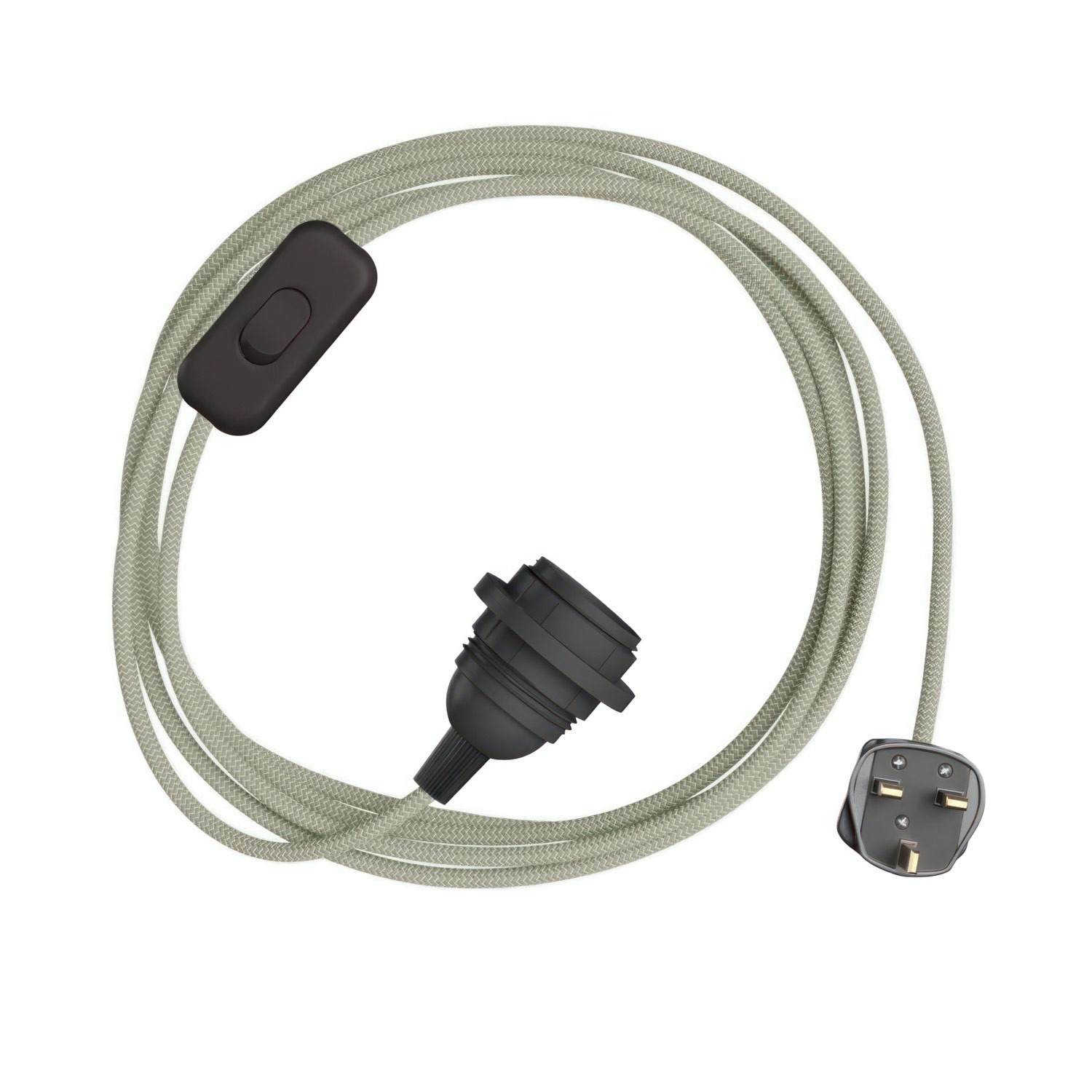 SnakeBis Zig-Zag para pantalla - Juego de cables con portalámparas, cable de tela con efecto Zig-Zag y enchufe UK