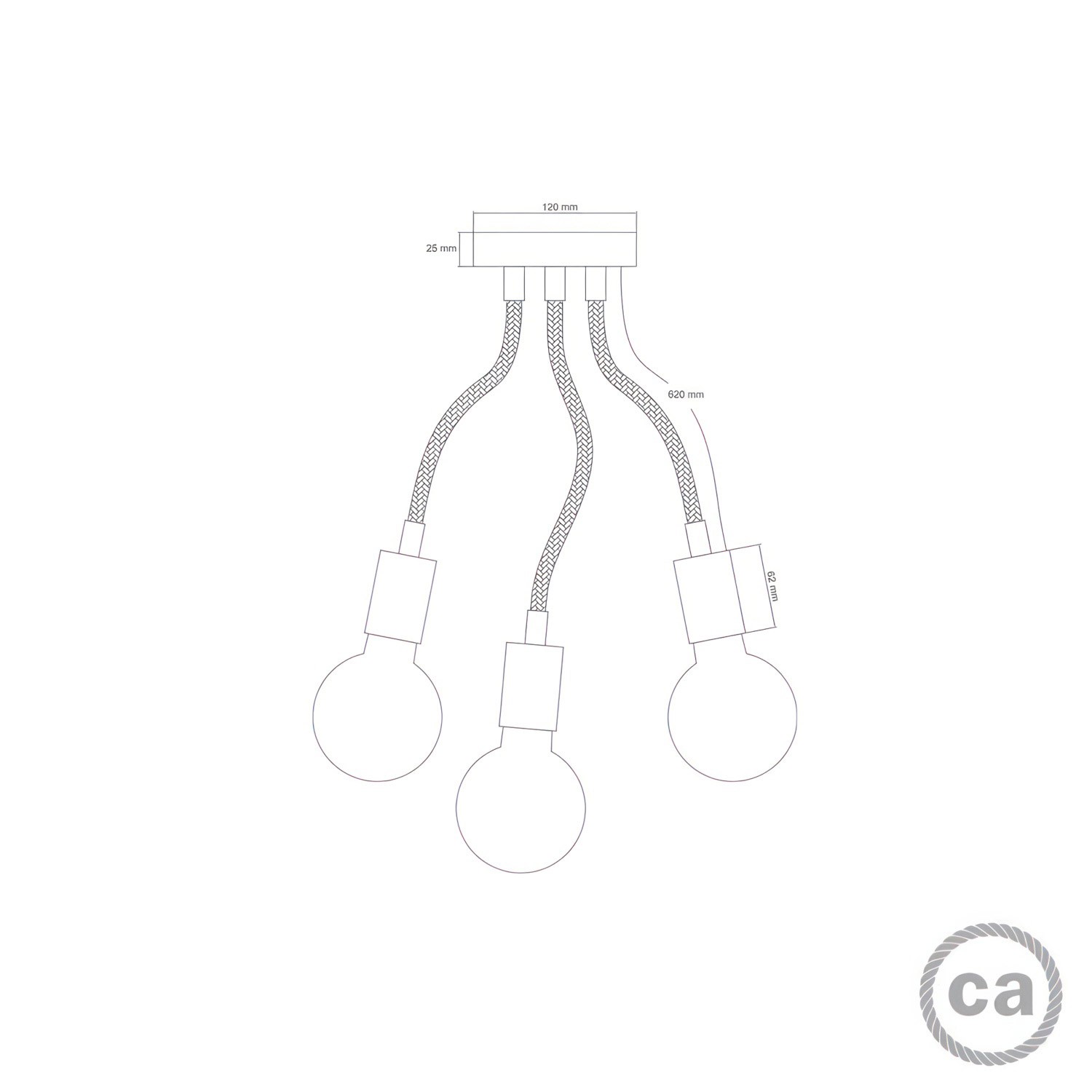 Flex 60 wall or ceiling lamp flexible provides diffused light with LED G95 light bulb