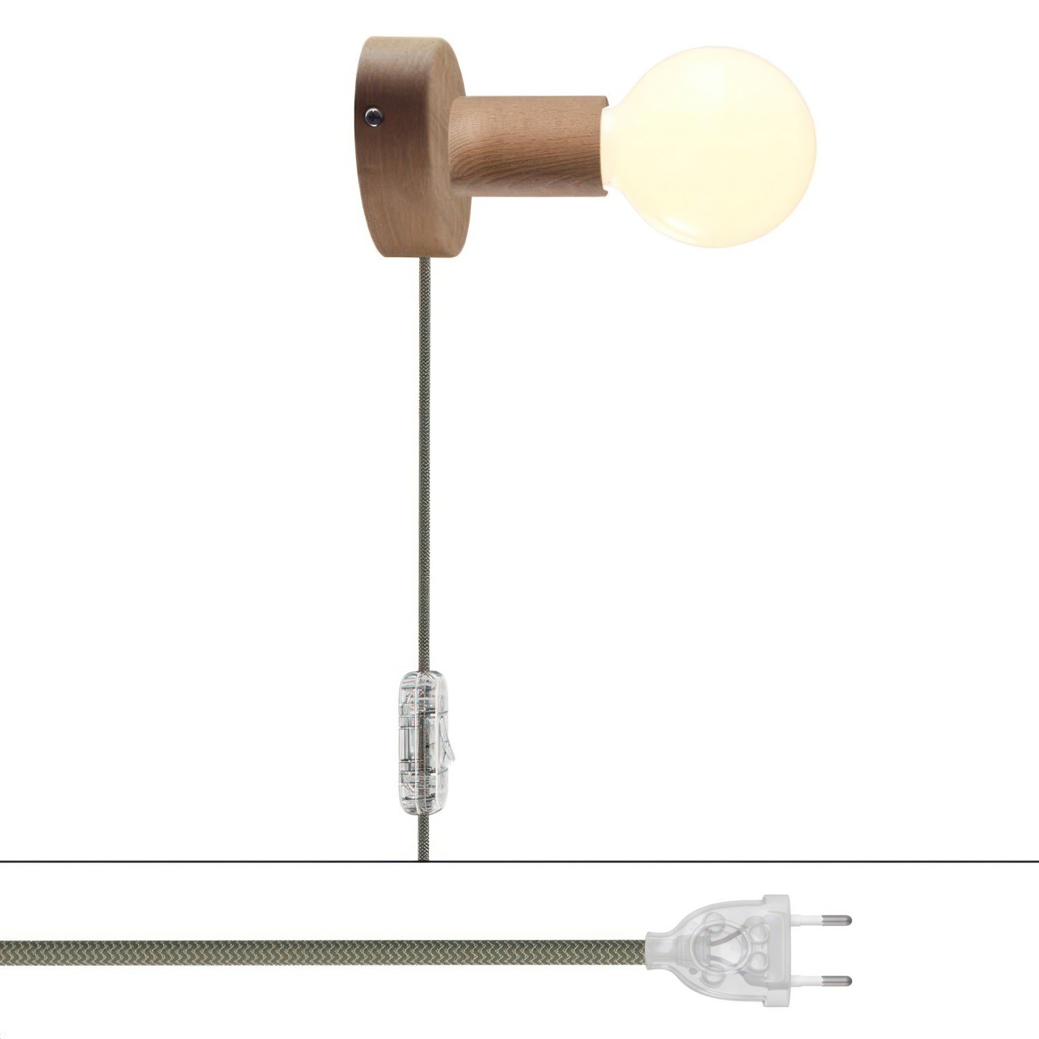 Spostaluce wooden Lamp with two-pin plug