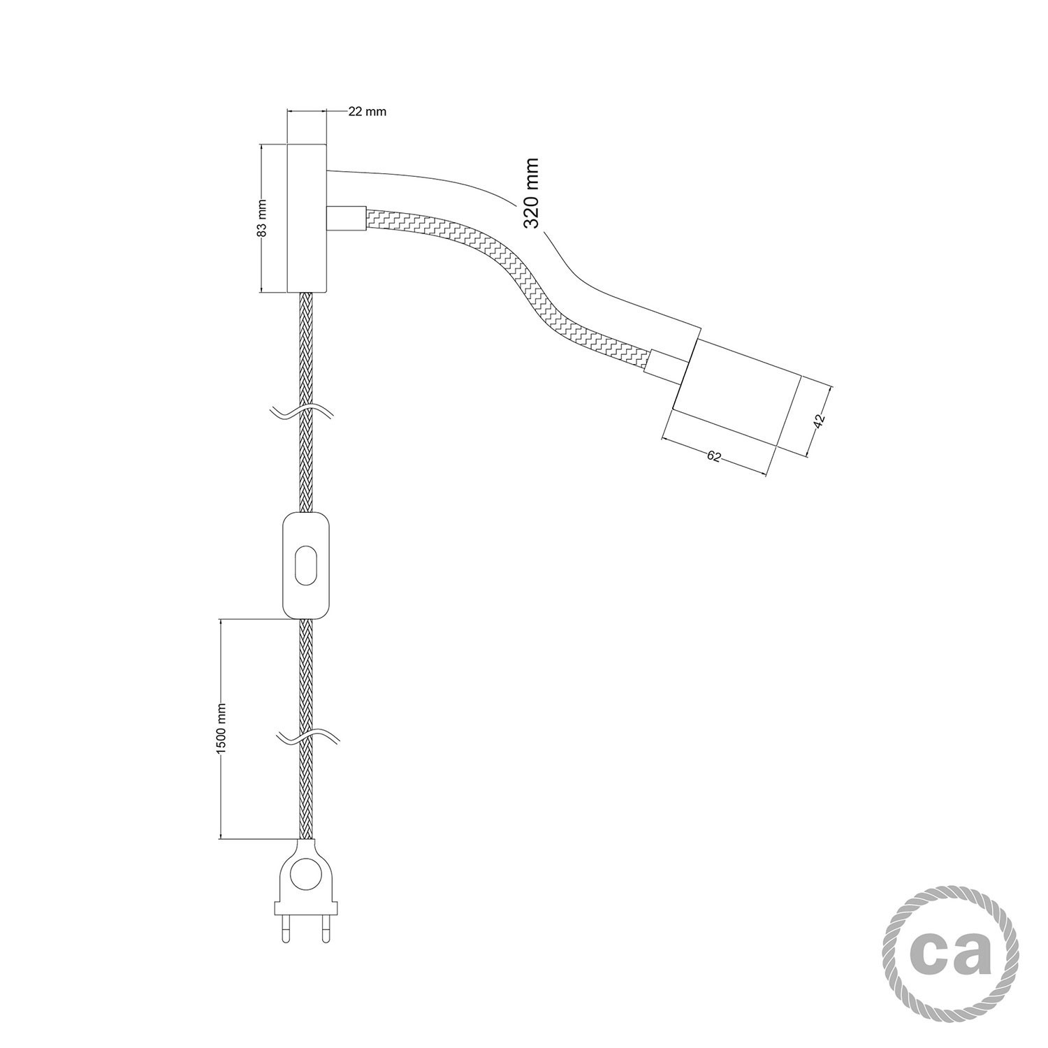 Spostaluce Lámpara orientable Flex 30 con foco GU1d0 y clavija de 2 polos