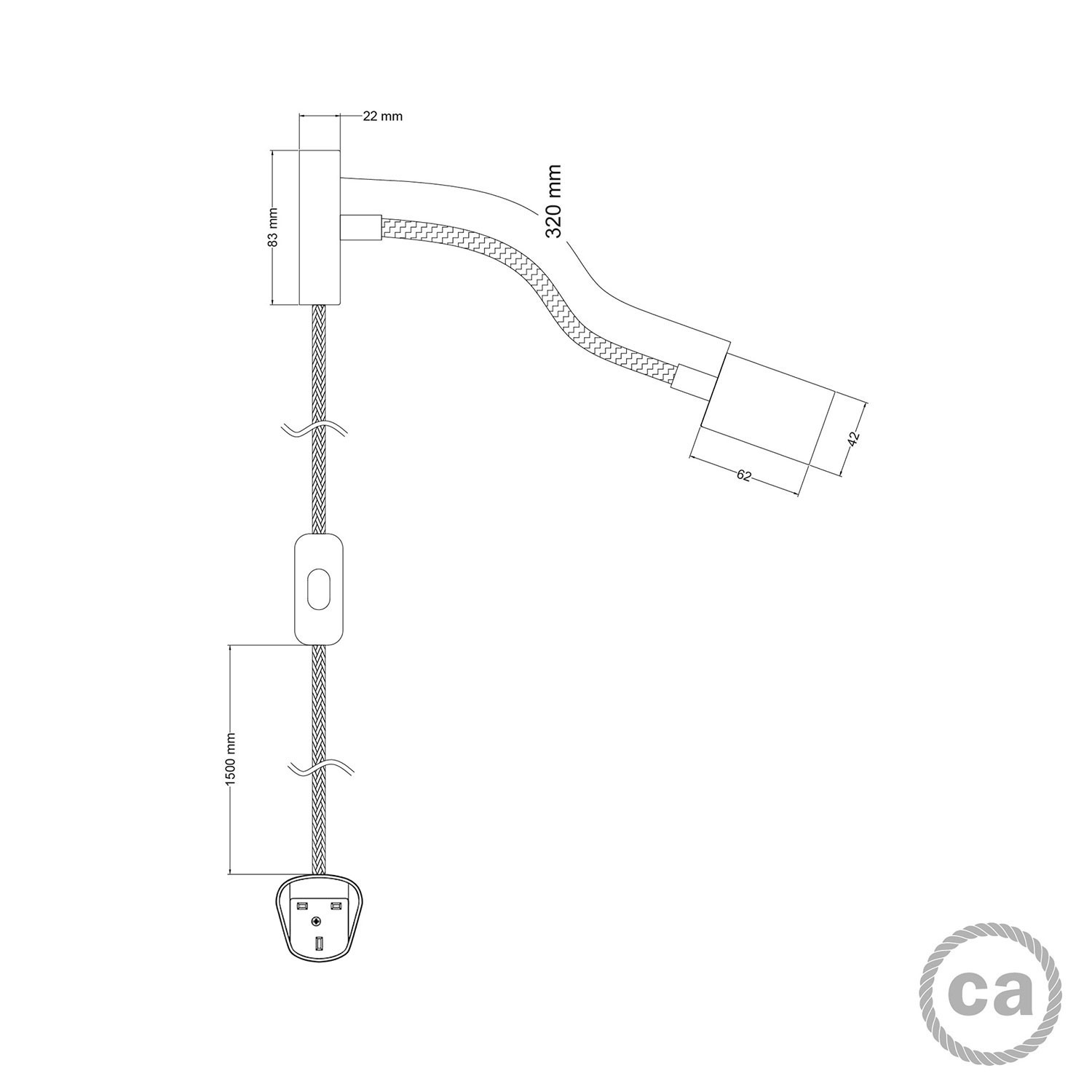 Spostaluce Lámpara orientable Flex 30 con foco GU1d0 y clavija inglesa