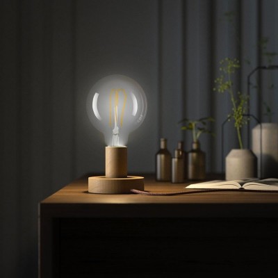 Posaluce - Small wooden Table Lamp with UK plug