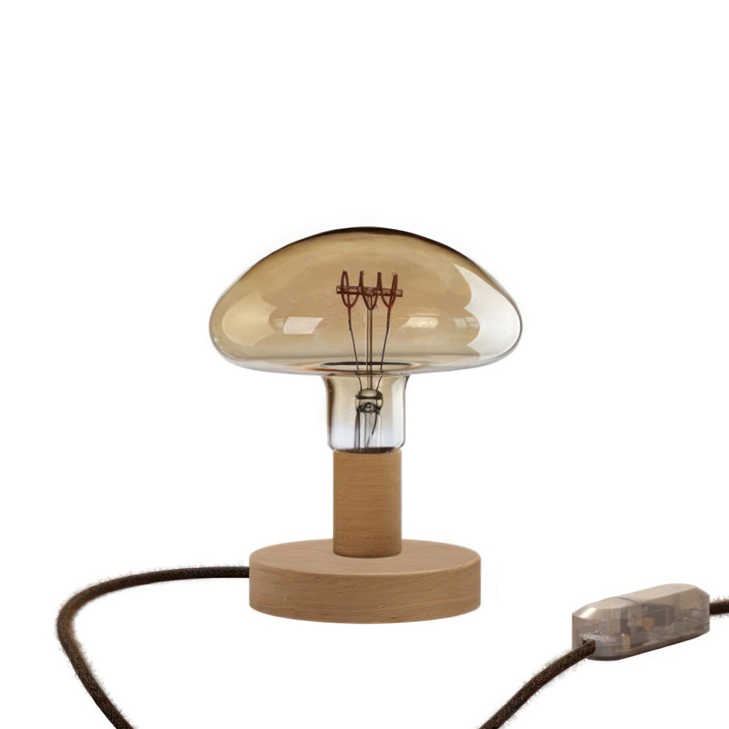 Lámpara de mesa de madera Posaluce Mushroom con clavija de 2 polos