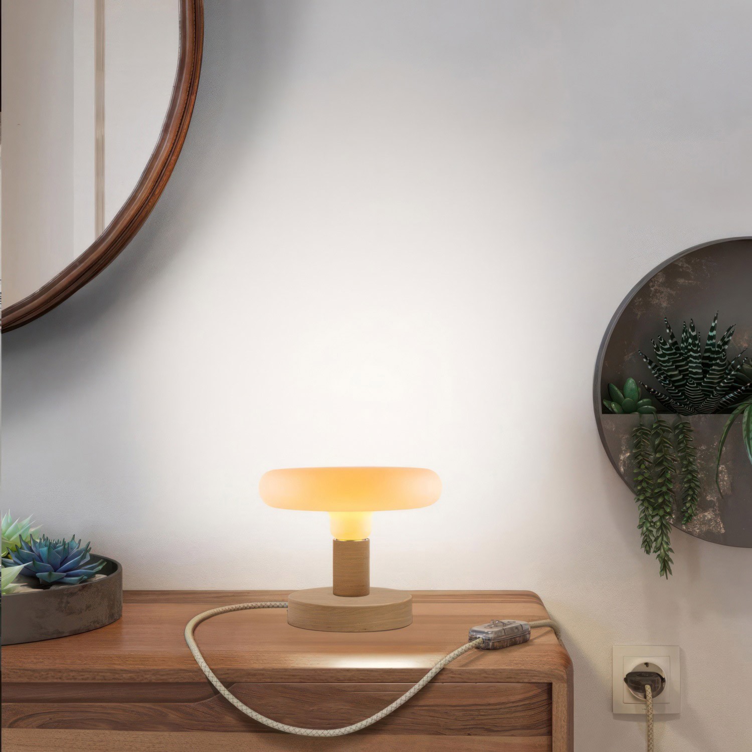 Lámpara de mesa de madera Posaluce Dash con clavija de 2 polos