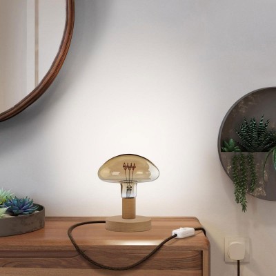 Posaluce Mushroom Wooden Table Lamp with UK plug