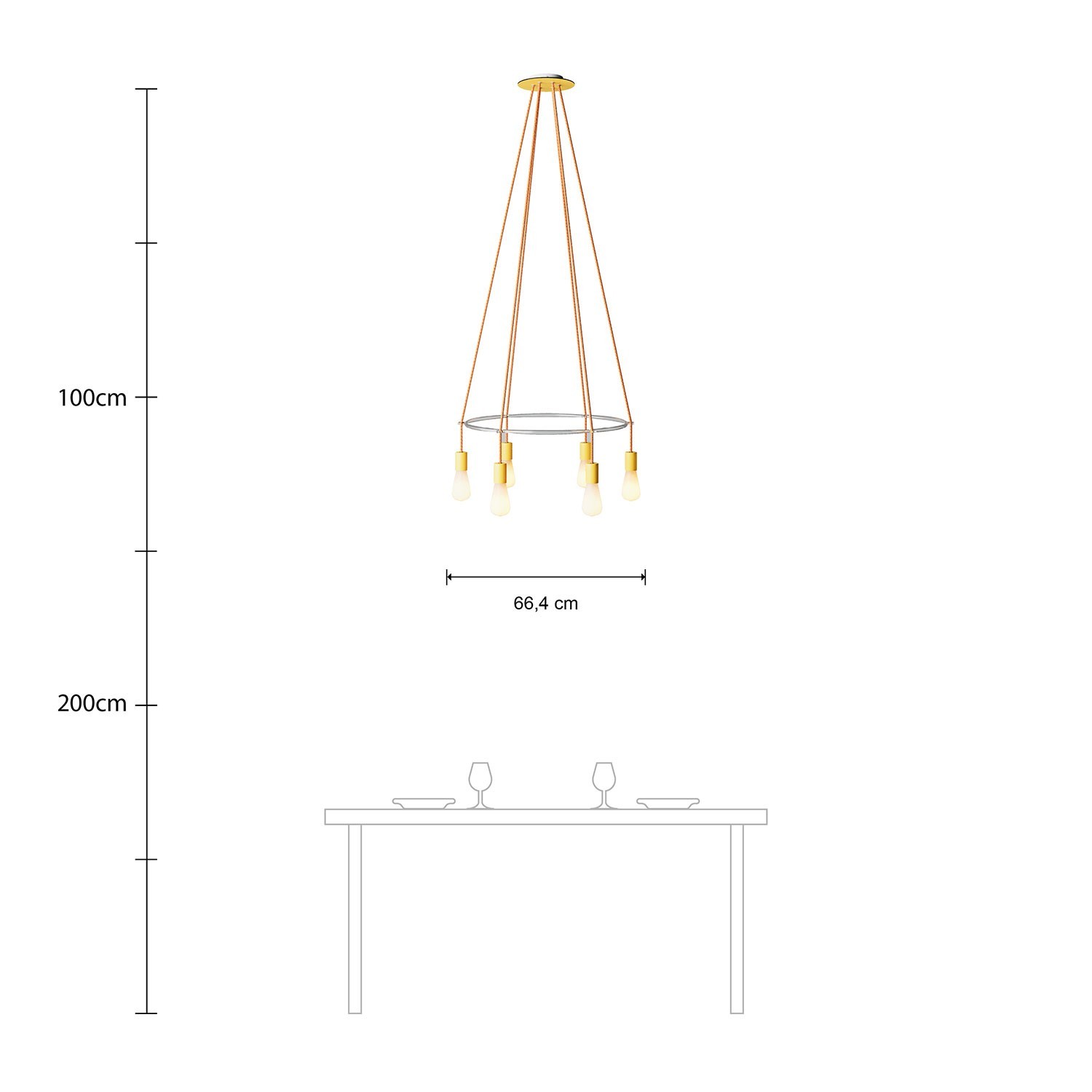 Lámpara de araña Cage a 6 caídas Edison ST64