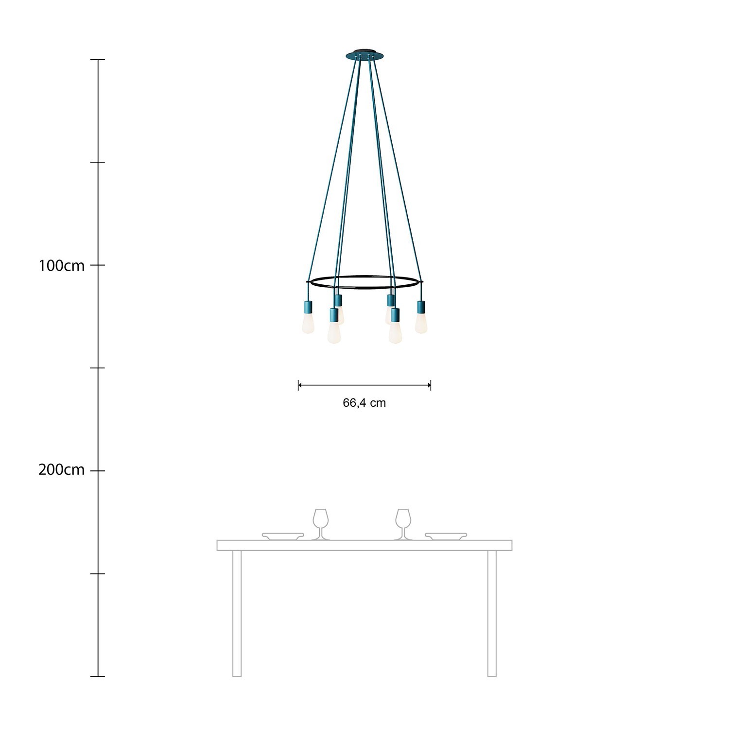 Lámpara de araña Cage a 6 caídas Edison ST64