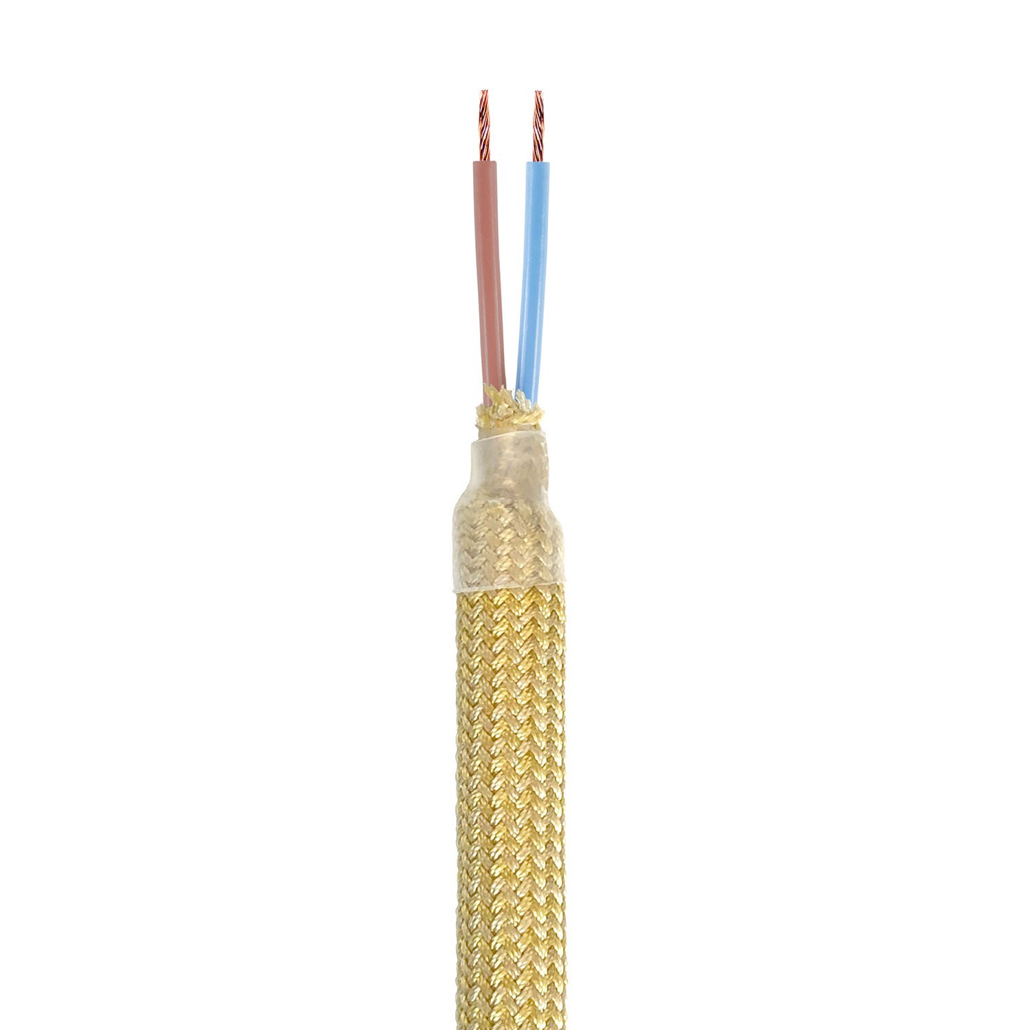 Kit Creative Flex tubo flexible revestido de tejido mostaza RM79 con terminales metálicos