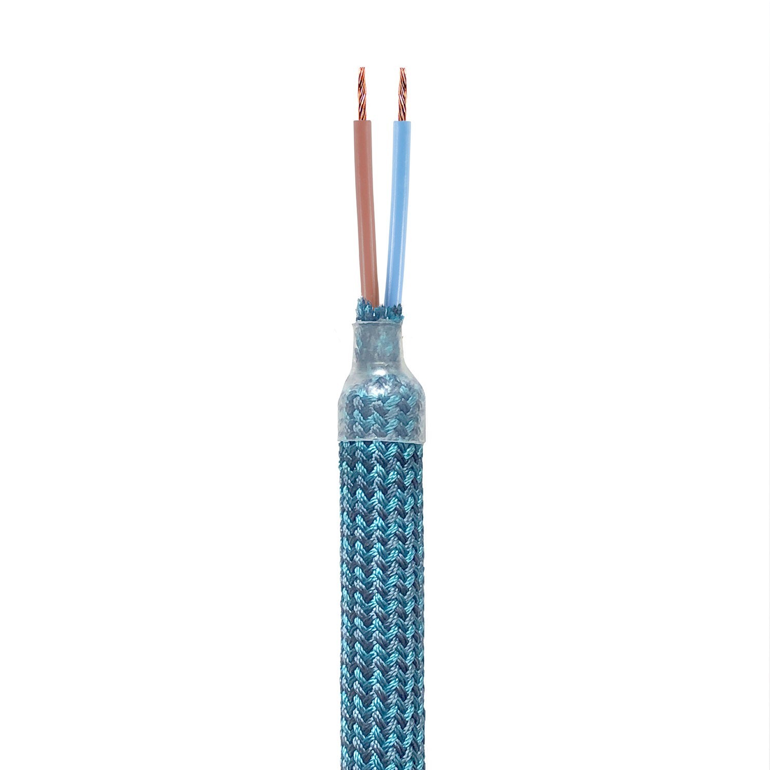 Kit Creative Flex tubo flexible revestido de tejido petróleo RM78 con terminales metálicos