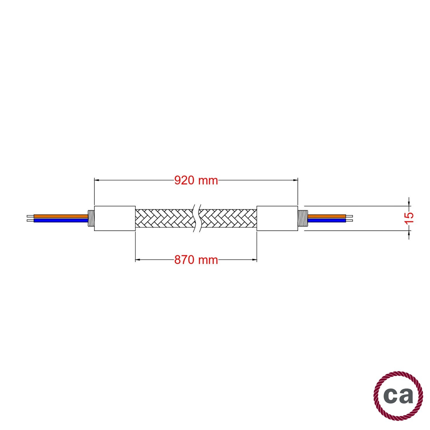 Kit Creative Flex tubo flexible de extensión recubierto de yute RN06 Neutro con terminales metálicos