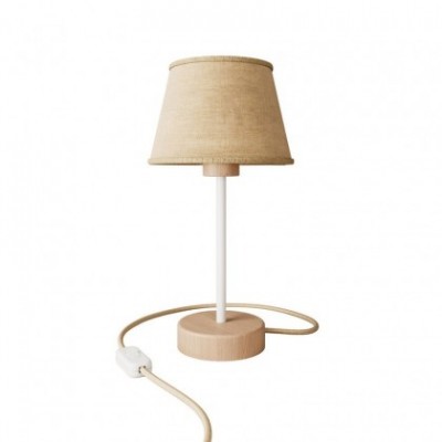 Lámpara de mesa de madera con pantalla Imperio - Alzaluce Wood con enchufe inglesa