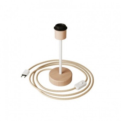 Lámpara de mesa de madera con posibilidad de pantalla - Alzaluce Wood con enchufe de 2 polos