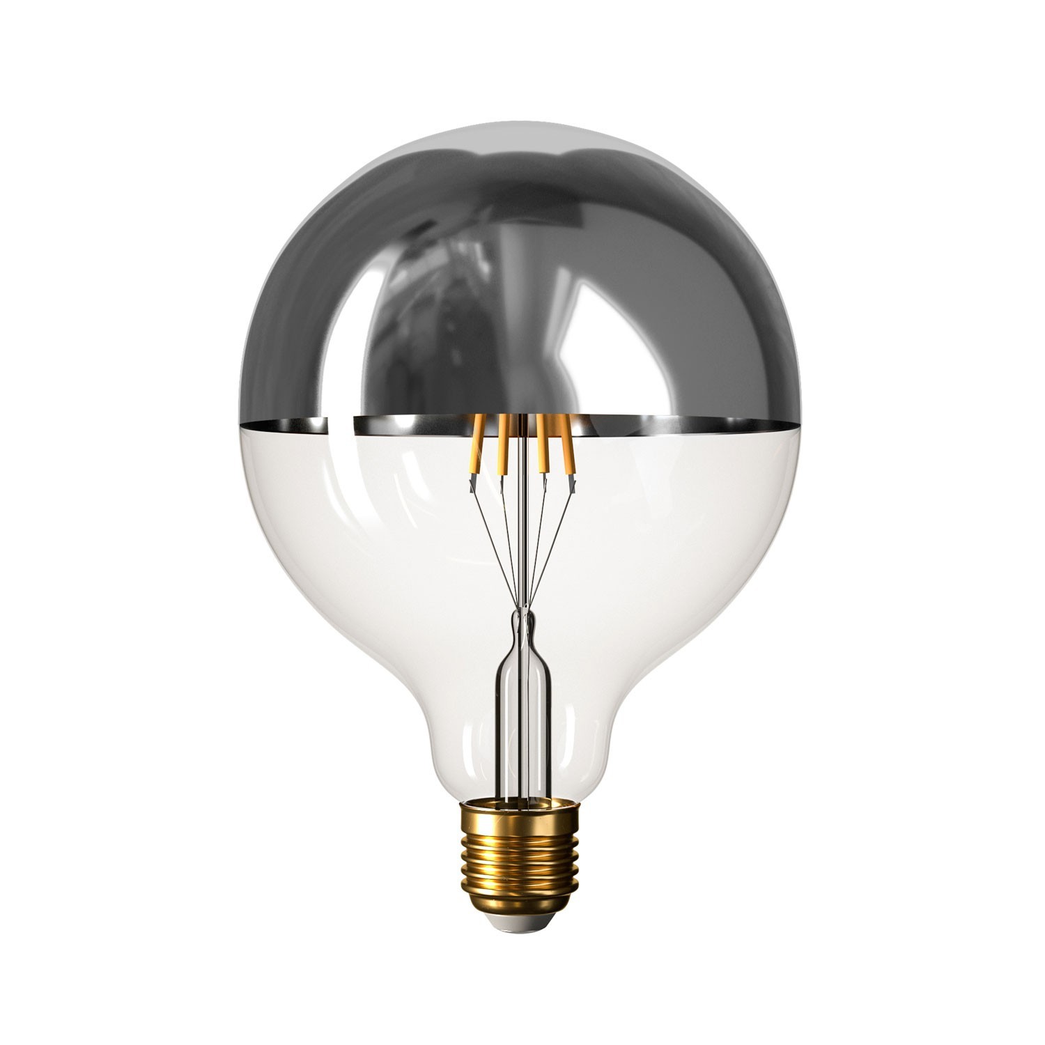 Applique with exposed light bulb and half silver sphere - IP44 Waterproof