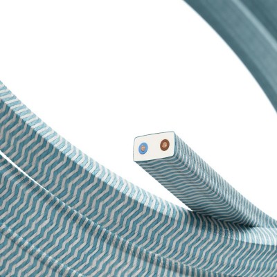 Cable eléctrico para guirnalda revestido en tejido Turquesa en zig-zag CZ11 - resistente a los rayos UV