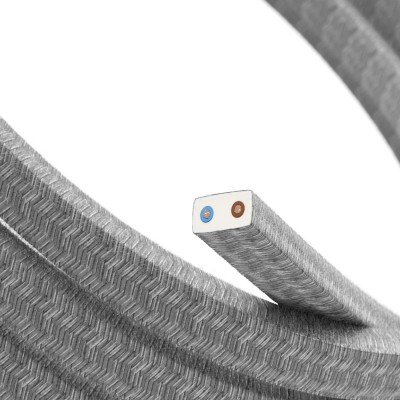 Cable eléctrico para guirnalda revestido en lino natural gris CN02 - resistente a los rayos UV