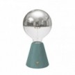 Lámpara portátil recargable Cabless01 con bombilla globo media esfera plateada