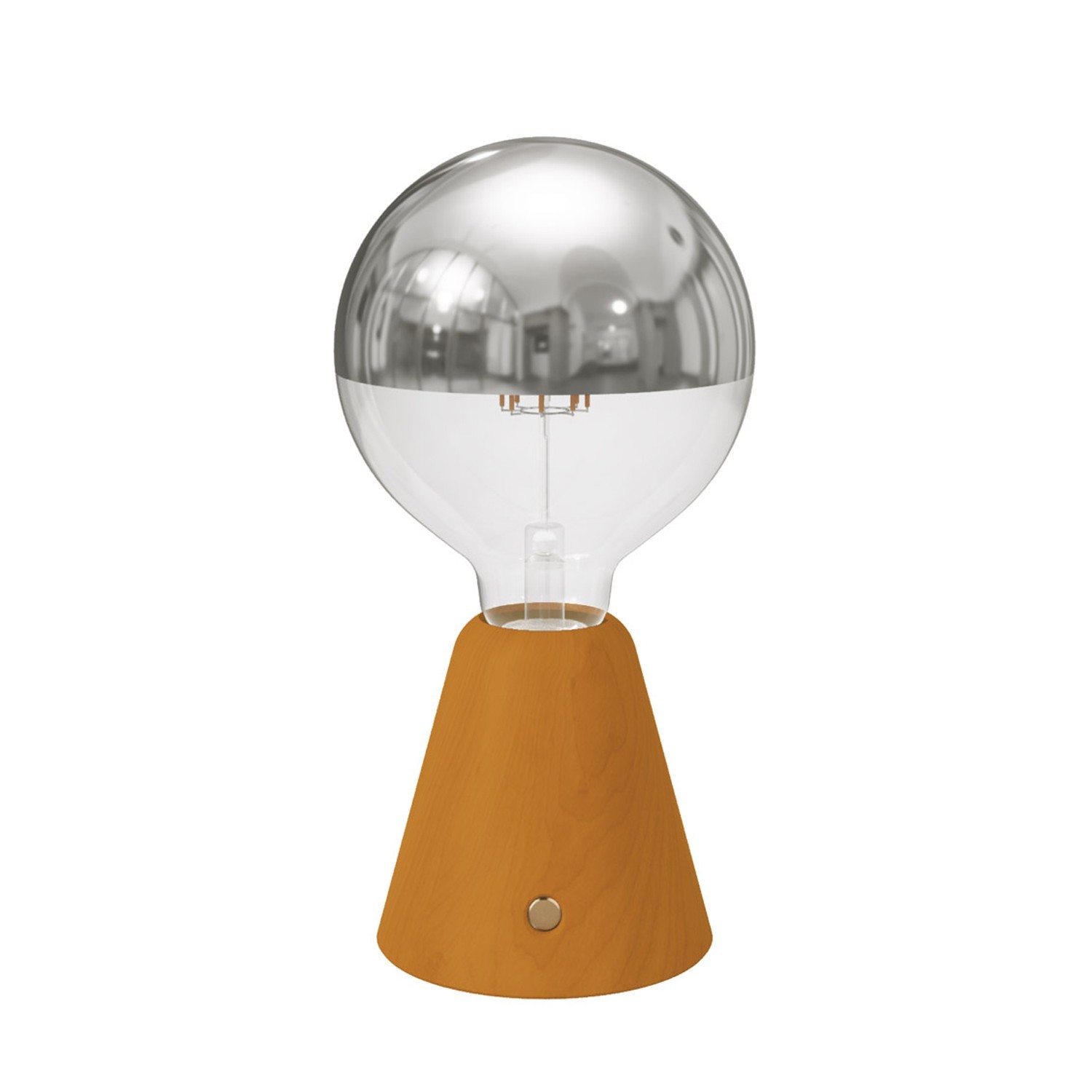 Lámpara portátil recargable Cabless01 con bombilla globo media esfera plateada