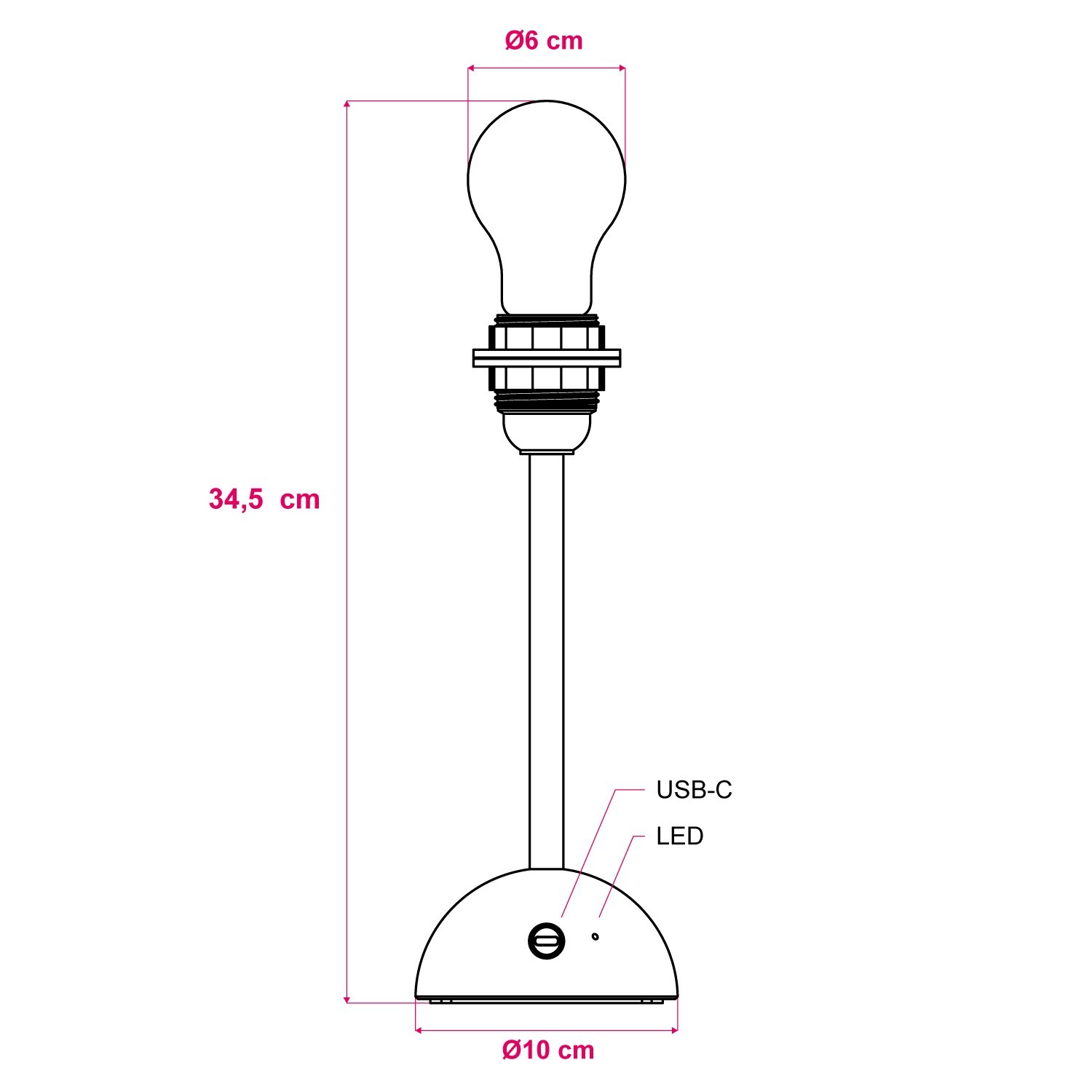 Lámpara portátil recargable Cabless12 con lámpara colgante y predisposición pantalla