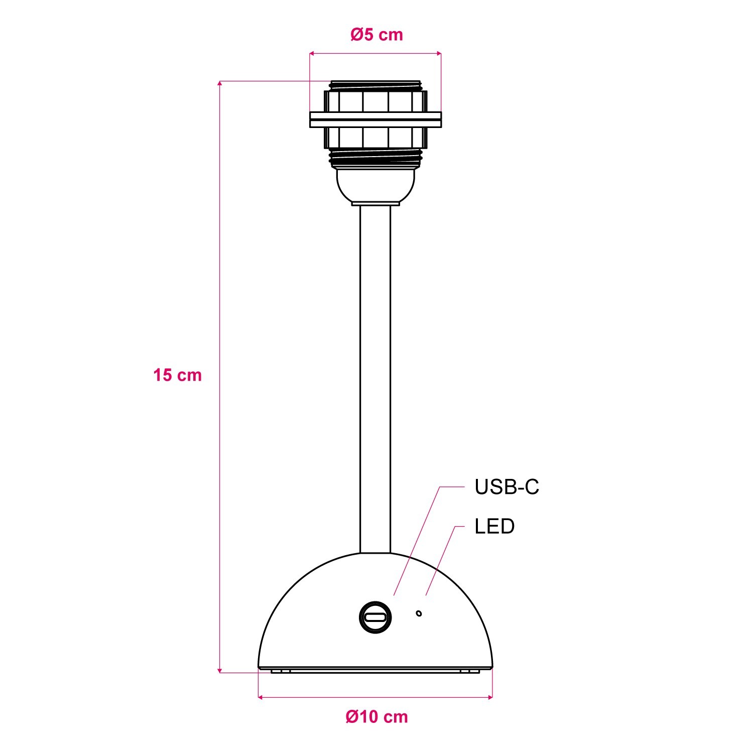 Base para lámpara portátil recargable Cabless12 con predisposición pantalla