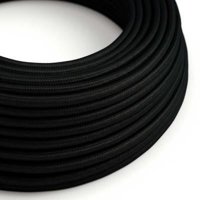 Cable eléctrico de silicona Ultra Soft recubierto de tejido Negro Carbón brillante - RM04 redondo 2x0.75mm