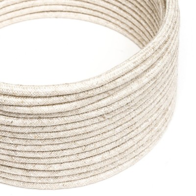 Cable eléctrico de silicona Ultra Soft recubierto de lino Blanco Melange - RN01 redondo 2x0.75mm