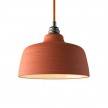 Pendant lamp with textile cable, Cup ceramic lampshade and metal details - Made in Italy