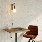 Wooden wall lamp with plug