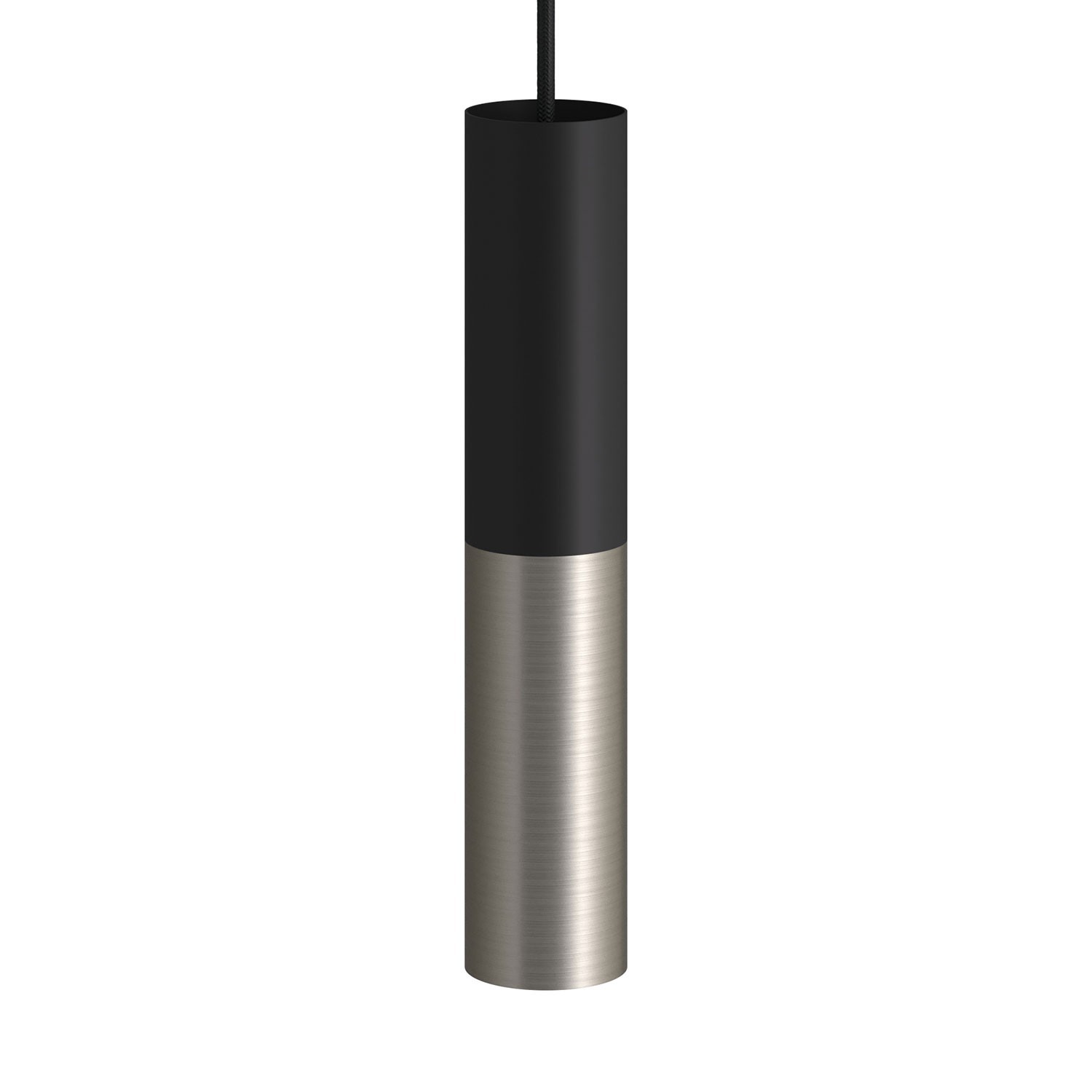 Lámpara de suspensión Made in Italy completa con cable textil y pantalla doble Tub-E14