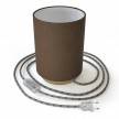 Posaluce in metal with Brown Camelot Cilindro lampshade, complete with fabric cable, switch and 2-pin plug
