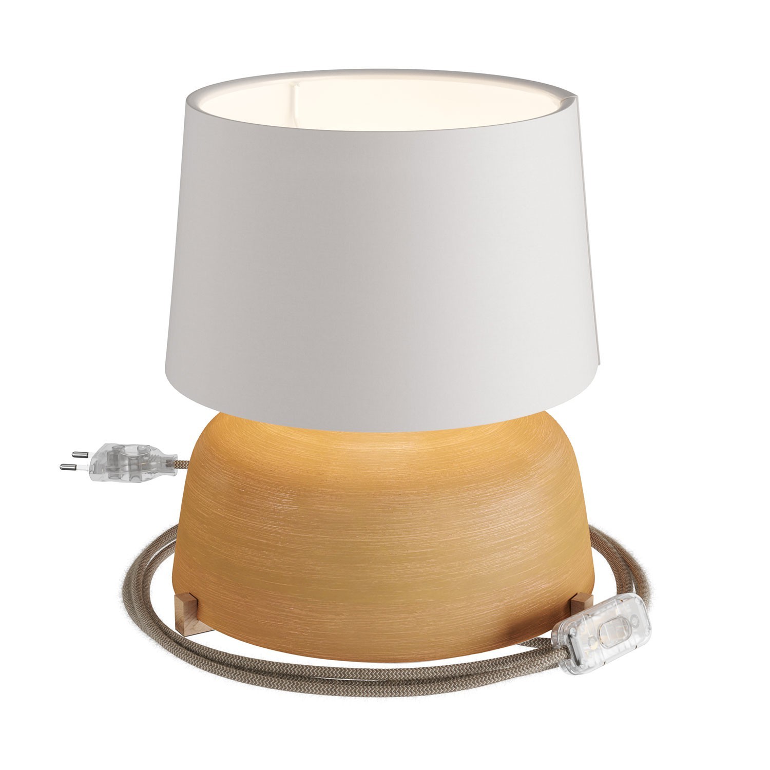 Lámpara de sobremesa de cerámica Coppa con pantalla Athena, completa con cable textil, interruptor y clavija de 2 polos