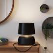 Coppa ceramic table lamp with Athena shade, complete with textile cable, switch and 2-pin plug
