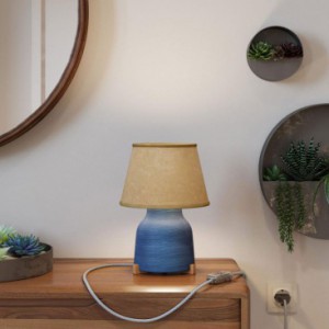Vaso ceramic table lamp with Impero shade, complete with textile cable, switch and 2-pin plug